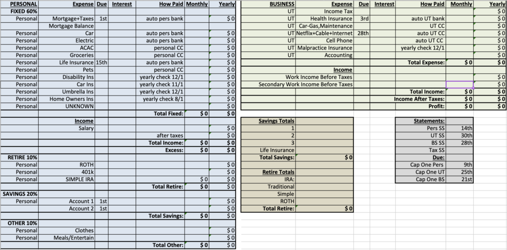 Financial Spreadsheet